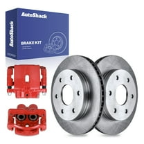 AutoShack 12.01" (305 mm) Front Vented Brake Rotors   Calipers Red | Replacement for 2007 Chevrolet Silverado 1500 Classic 2007 GMC Sierra 1500 Classic 2003-2008 GMC Savana 1500 | 4-PC Brake Kit