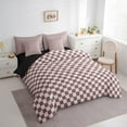 thumbnail image 3 of jejeloiu Geometric Plaid Twin Bedding Sets,7-Piece,Modern Geometric Aesthetic Bedding Comforter Set,Purple Beige Sheet Sets For Girls,Microfiber Room Decoration Reversible, 3 of 7