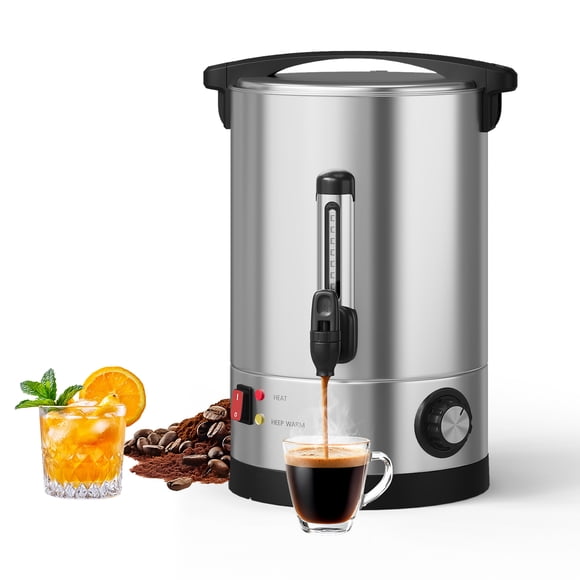 60 Cups Coffee Urn, 10 L Commercial Grade Hot Beverage Dispenser, Double Wall Stainless Steel Design, Fast Brew Hot Water Urn for Party Wedding Buffet Banquet, Easy Cleaning