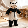 thumbnail image 3 of Baby Fleece Snowsuit - Bear Outfit Fleece Warm Jumpsuit Romper Hooded Infant Girls Boys Winter Coat - Long Sleeve Baby Rompers Infant Winter Clothes, 3 of 8