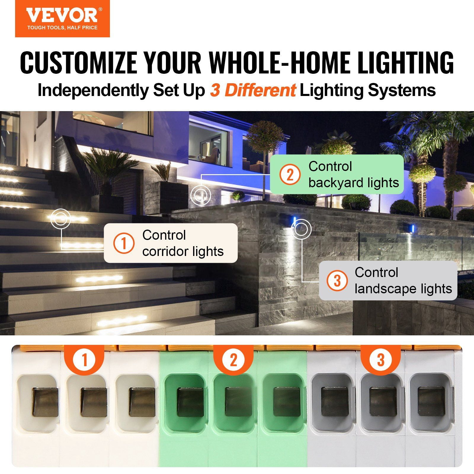 600W Low Voltage Landscape Transformer with Timer & Photocell, 120V to 12V/14V AC, Waterproof Outdoor Lighting Transformer for Spotlight, Pathway, Pool Lights, ETL Listed