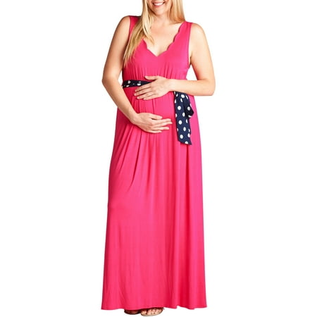Mommylicious Tie-Sash Maternity Plus Maxi Dress - Walmart.com