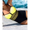 thumbnail image 1 of Traje de baño de una pieza para mujer, traje de baño sin espalda acolchado con realce halter de patchwork XBTCLXEBCO Sólido; costuras de malla en la cintura, 1 of 2