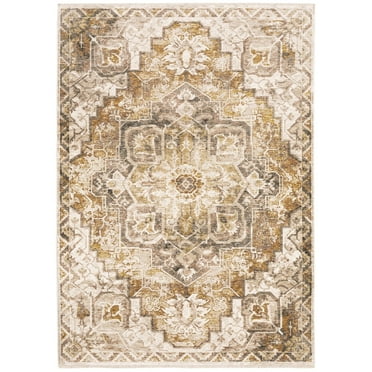 Oriental Weavers Maharaja Area Rug 661C1 Casual Gold Bulbs Bordered 2' x 3' Rectangle