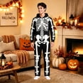 thumbnail image 4 of Halloween Skeleton Onesie Adult 2026 3D Print Hooded Zip up Jumpsuit Stretchy Pajamas Unisex Party(Black,XXL), 4 of 6