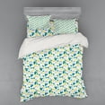 thumbnail image 2 of Tropical Duvet Cover Set, Paradise Island Nature Elements Such as Pineapples Cactus Pink Flamingo and Leaves, Bedding Set with Shams and Fitted Sheet, 3 Sizes, by Ambesonne, 2 of 3