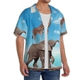 thumbnail image 2 of Fuzoiu Elephant Giraffe Print Men's Casual Short,Men's Short Sleeve Shirt,Mens Casual Button Down Shirts,Cuban Collar Summer Shirt for Beach, Vacation, and Outdoor Activities-Medium, 2 of 5
