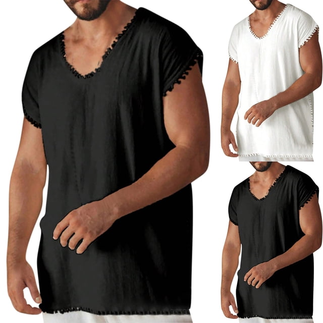 Sentmoon Compression Tank Top Men and Sleeveless Crew Neck Summer Men's Undershirts Solid Color Running Loose Plus Size Men Shirts Hawaii for Running in Hot Weather White S
