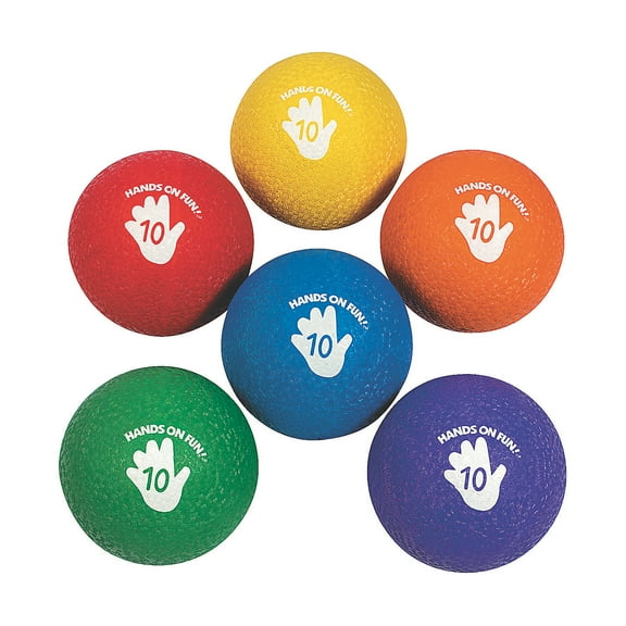 Rainbow Rubber Playground Balls-10" - Toys - 6 Pieces