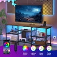 thumbnail image 4 of Mueble para TV YGEOMER, rústico, marrón, 120 x 30 x 55 cm, estantes LED, 4 of 7