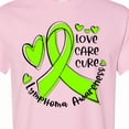 thumbnail image 4 of Inktastic Love, Care, Cure Lymphoma Awareness Lime Green Ribbon Hearts T-Shirt, 4 of 5