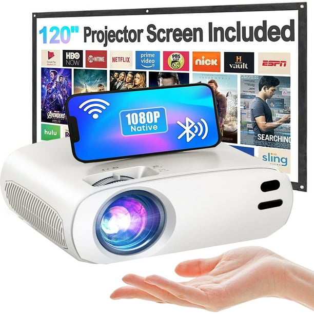 Projector with 120 Inch Projector Screen, 1080P Full HD Supported Video Projector, Zoom Sleep Timer, 320" Max Screen, for Home Theater for Phone/TV Stick/PC/ Laptop/ PS4/Xbox - Walmart.com