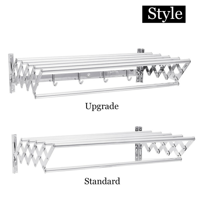 Stoneway 40/60cm Stainless Steel Wall Mounted Expandable Clothes Drying Rack  Towel Rack, Accordion Clothes Drying Rack Pull-out Laundry Hanger Room Home  Gift Sliver/Black 