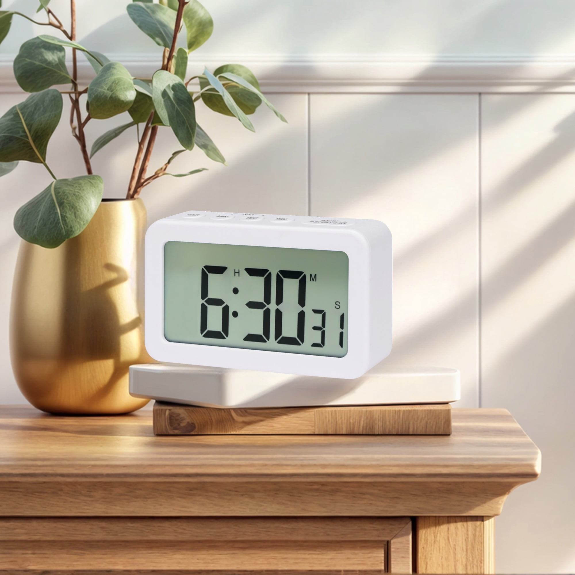 Unique Bargains 2 Pcs Small Loud Alarm Clock Battery Operated Desk Clock White White