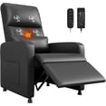 thumbnail image 1 of Power Recliner Chair with Massage and Heat, Electric Adjustable Ergonomic PU Leather Single Sofa, Overstuffed Home Theater Seating with 2 Side Pockets and USB Port for Living Room,Black, 1 of 6
