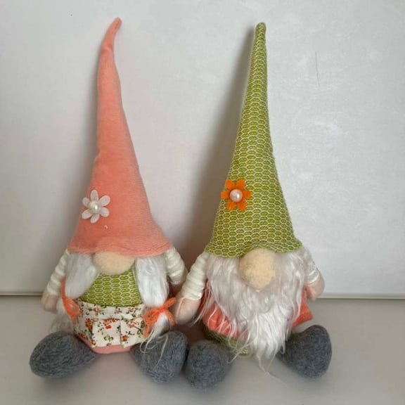 Fwttom 2 Pcs Bunny Ear Easter Gnomes Handmade Faceless Spring Gnomes Decorations for Home Plush Tabletop Ornament