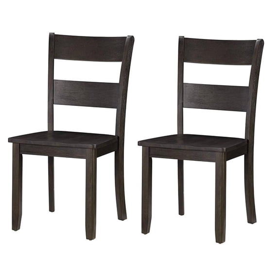 Bowery Hill 38"H Contemporary Wood Ladder Back Side Chair in Walnut (Set of 2)
