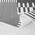 thumbnail image 5 of Erosebridal Gray Block Patchwork Bed Spread Queen for Boys Girls, Abstract Line Print Queen Coverlet Set, 3-Piece, 5 of 7