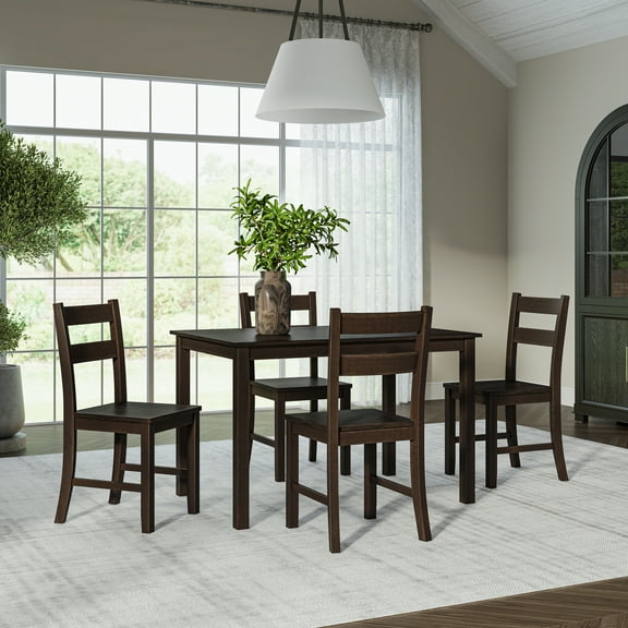 Mainstays Eastwood 5 Piece Wooden Dining Set, Dark Brown