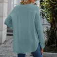 thumbnail image 4 of Diufon Womens Cotton Shirts Fall Casual Solid Color Pullover Tops V Neck Button Long Sleeve Tops, 4 of 4