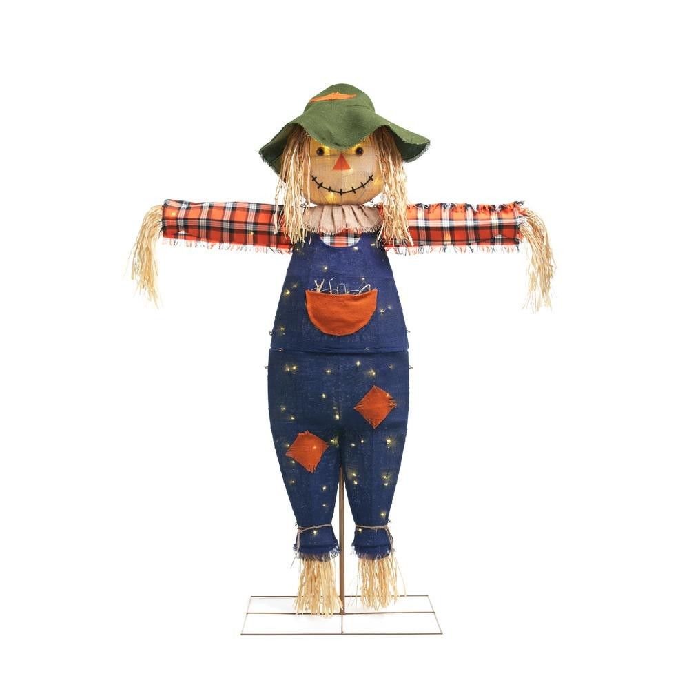 Home Accents Holiday Hallowee Decoration 72 in. Burlap Scarecrow 80 LED