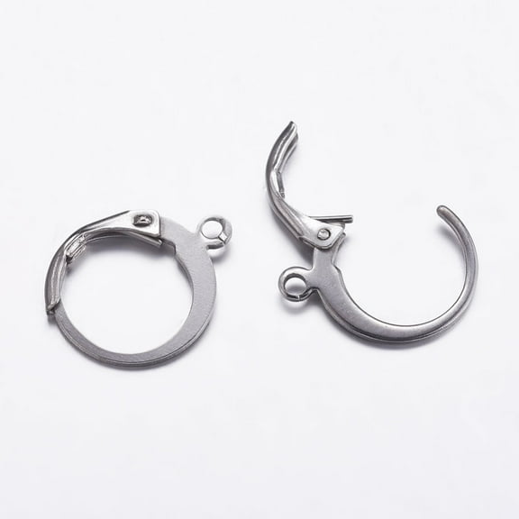 Resistant 304 Stainless Steel Hoop Earrings Leverback Hoop Earrings with Loop Stainless Steel Color 14.5x12x2mm Hole: 1mm pin: 0.9mm 10pc