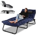 thumbnail image 1 of ABORON Sleeping Cots with 2 Sided Cushion & Pillow, Adjustable 4-Position Folding Camping Cot, Folding Cot Folding Lounge Chair, 1 of 10