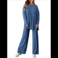 thumbnail image 2 of Conjuntos de Dos Piezas para Mujer, Camisetas de Larga A Juego, Pantalones Anchos y Chándales, Ropa de Otoño. Azul S, 2 of 10