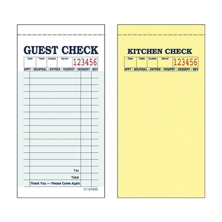 Alliance G7000 2part Carbonless Green 17 Line Guest Checks 50 Checks per Book 50 Books/Ctn 700001