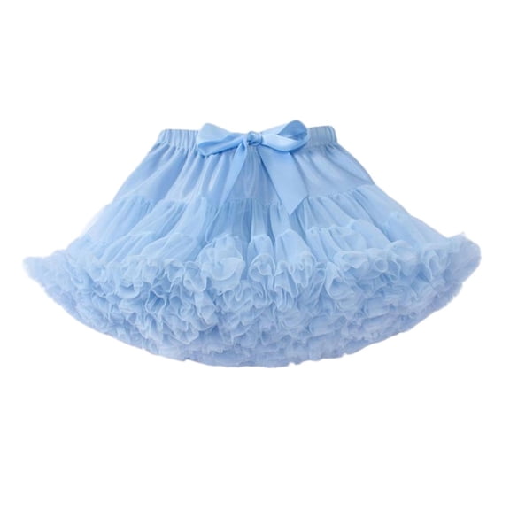 QTBIUQ Girls Tutu Skirt Tiered Ruffle Summer Mesh Bow Casual Elastic Waist Dance Princess Layered Skirt