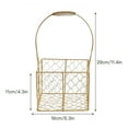 thumbnail image 3 of Gadgetvlot Bouquet Packaging Plant Flower Pot Wicker Basket Metal Golden Blended Desktop Gold Wrought Iron Double Handles With Hand, 3 of 11