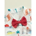 thumbnail image 6 of Musuos Kid Boys 2 Piece Set 6 12 18 24M 3 4Y Short Sleeve Dinosaur Print Shirts with Bowtie + Elastic Waist Shorts Toddler Baby Summer Outfits, 6 of 10