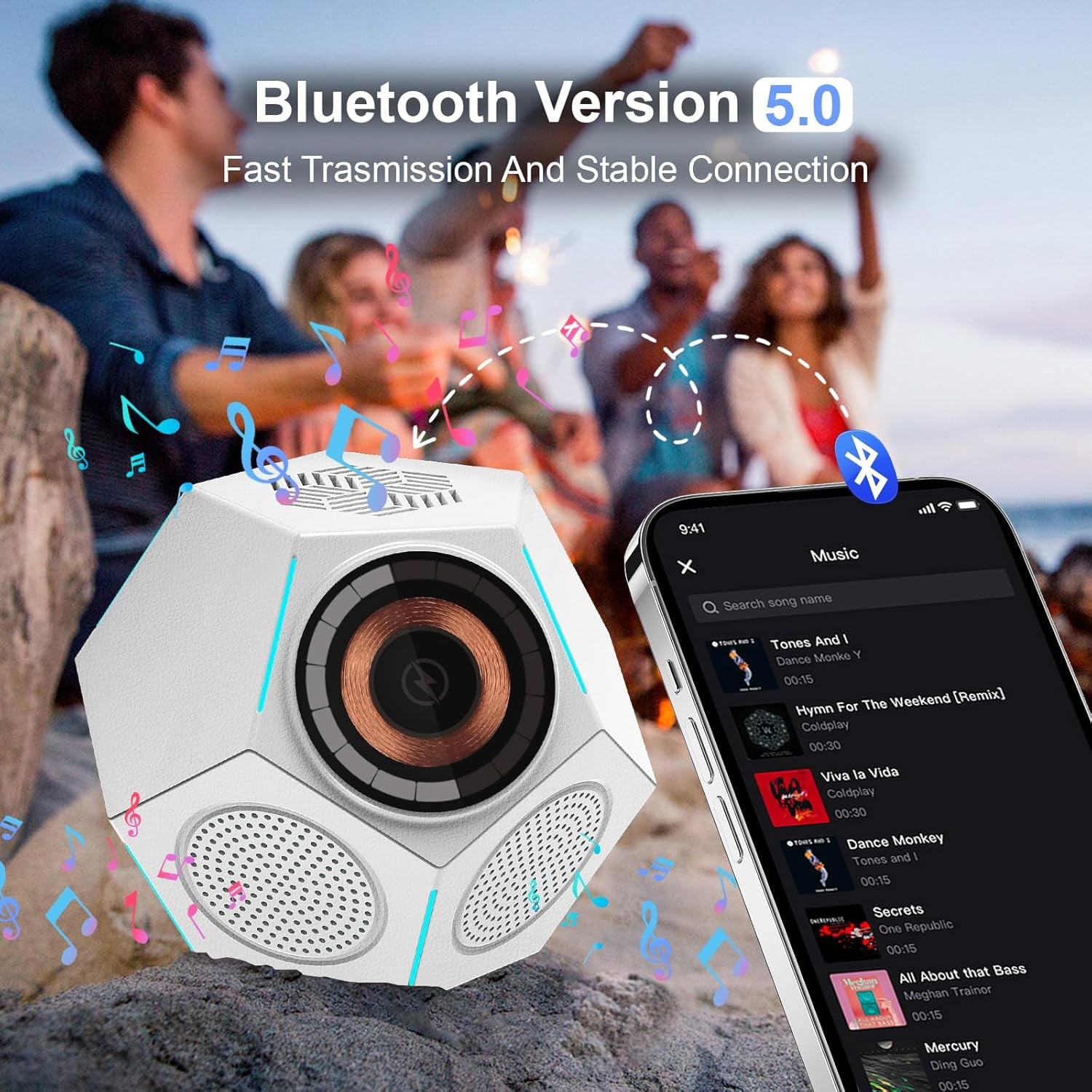 Qoosea Magnetic Wireless Charger Bluetooth Speaker Phone Stand Fast Wireless Charging Station Dock for iPhone Series,Samsung Series and Android