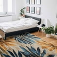 thumbnail image 5 of Area Rugs Indoor Non-Slip Rectangle Rug 4x6 Ft Retro Palm Leaf Blue Brown Tropical Plants Rug Rubber Backing Floor Mats Non Shedding Home Decor Carpet for Entryway Living Room, 5 of 8
