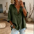 thumbnail image 2 of GUACER Women's 3/4 Sleeve Button Down Shirts Casual Linen Relaxed Fit Collared Summer Blouses Tops for Ladies, 2 of 7