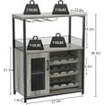 thumbnail image 2 of Wine Bar Rack Cabinet with Detachable Wine Rack, Bar Cabinet with Glass Holder, Small Sideboard and Buffet Cabinet with Mesh Door (Gray), 2 of 7