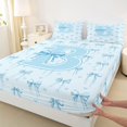 thumbnail image 4 of Erosebridal Cute Ribbon Bowknot Bed Sheets 4pcs For Kids Teens,Girls Blue Letter Monogrammed B King Sheets, 4 of 5