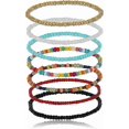 thumbnail image 1 of 7PCS Elastic Beaded Anklets for Women Girls Handmade Beach Boho Colorful Beads Ankle Bracelets Set - -, 1 of 4