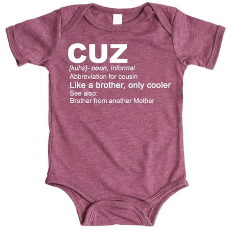 

Cousin Matching T-Shirts and Bodysuits Cuz: Like a Brother Only Cooler Boys Family Fun Outfits Vintage Burgundy Bodysuit 12 Months
