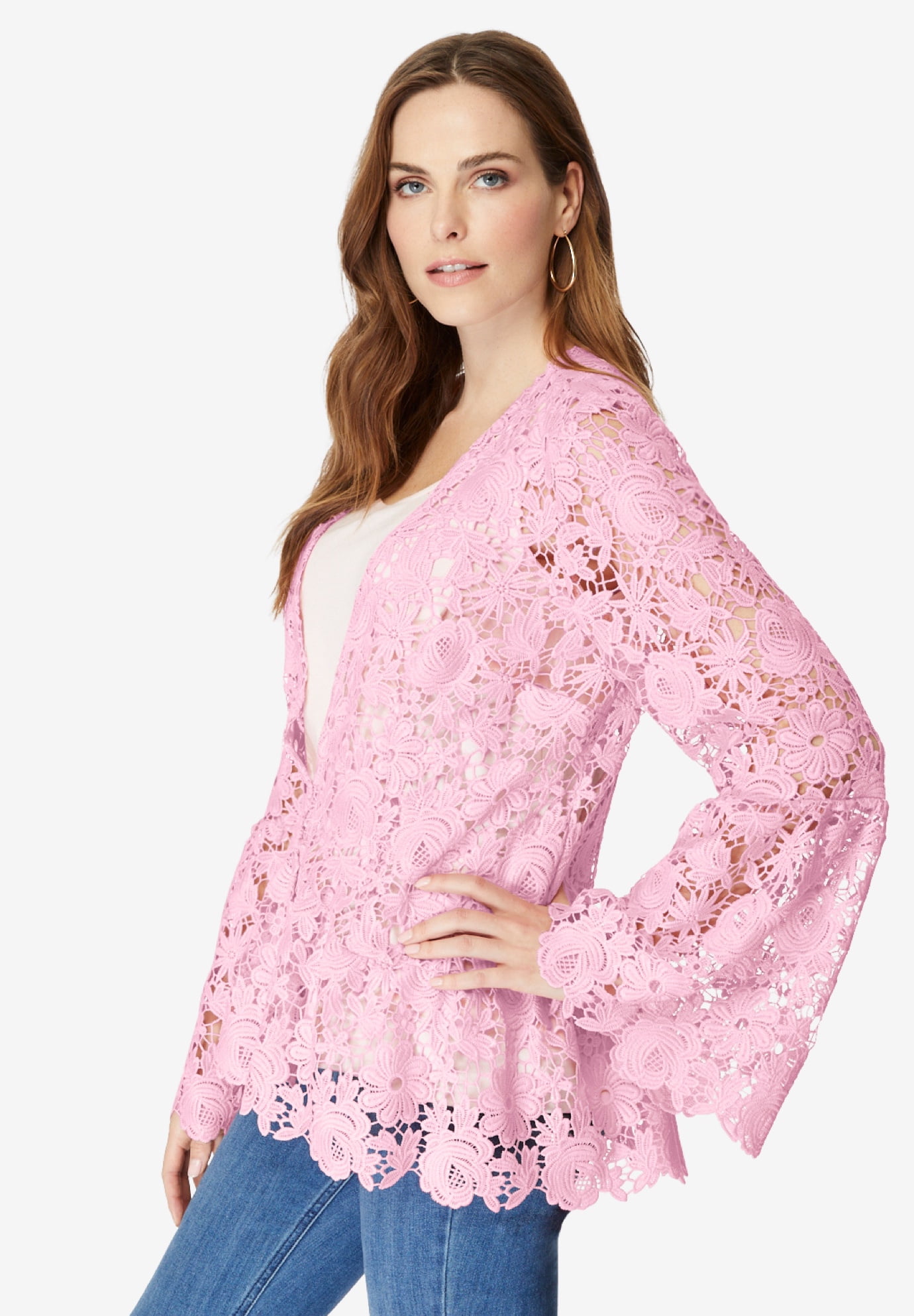 新品未使用【hibiniti】volume sleeve lace jacket Roaman's Women's Plus Size Bell Sleeve Lace Jacket - Walmart.com