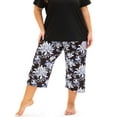 thumbnail image 4 of MUKVIK Plus Size Pajamas for Women Set, Womens Plus Size Short Sleeve V Neck Capri Pants Pajama Sets with Pockets(Floral Black 2,5X), 4 of 8