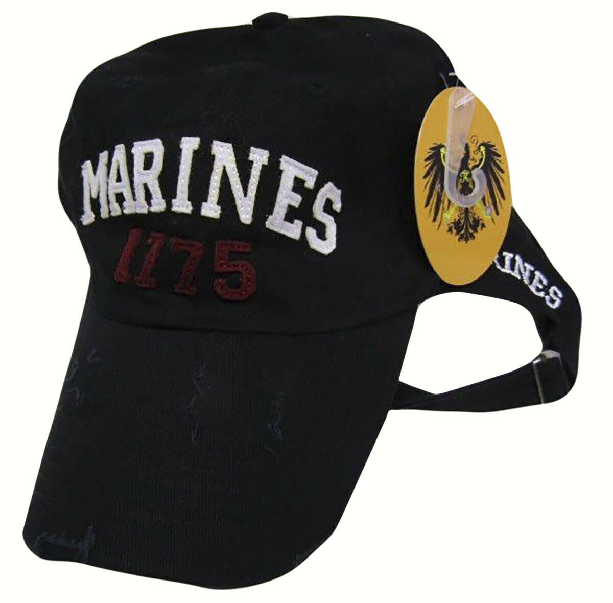 Embroidered Distressed Style Black U.S Marines USMC Marine 1775 Cap Hat Cover 