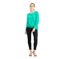 thumbnail image 3 of Style & Co. Womens Smocked-Hem Top, Peacock Green, Small, 3 of 6