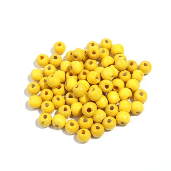 Namzi 100-Piece Wooden Craft Beads 1cm Large Hole Maple Wood Beads for DIY Jewelry, Home Decor Crafts,Yellow