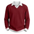 thumbnail image 2 of Pullover Sweaters for Men Waffle Knit Fake Collar Long Sleeve Sweatshirt,S, 2 of 7