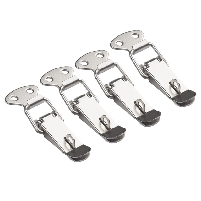 MYG for Iron Cabinet Toggle Latch Catch 4-Piece Set Spring-Loaded Hasp Clamp for Boxes Cabinets Closets Heavy-Duty Hardware Lock With Lock Silver 7.2x2.7cm