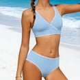 thumbnail image 2 of Cethrio Girls Bikini Swimsuits, Summer Stretchy High-waisted Two Piece Swimsuit Tops and Swimsuit Bottoms Light Blue Size 14-16, 2 of 6