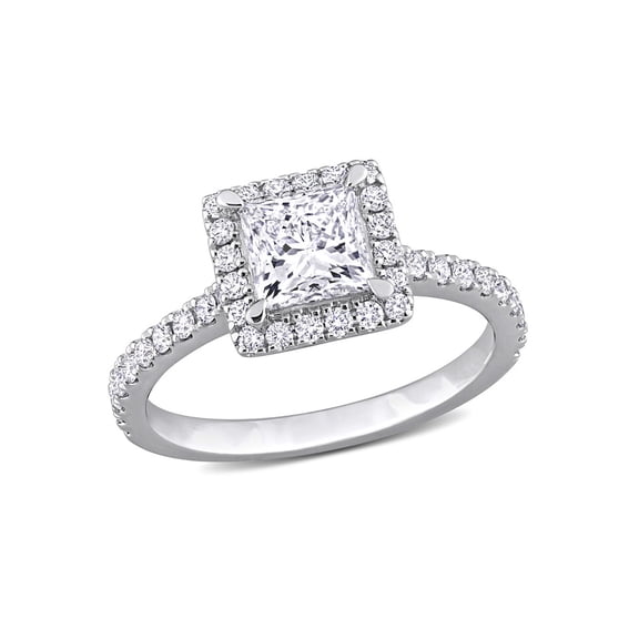 1.50 Carat (Ctw VS1-VS2) Lab-Grown Princess Cut Diamond Halo Engagement Ring in 14K White Gold for Women