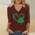thumbnail image 2 of ZyeKqe St. Patrick's Day Shirt Women 3/4 Sleeves Blouses Cute Graphic Print Shirts Tees Crewneck Pullover Tops, 2 of 6