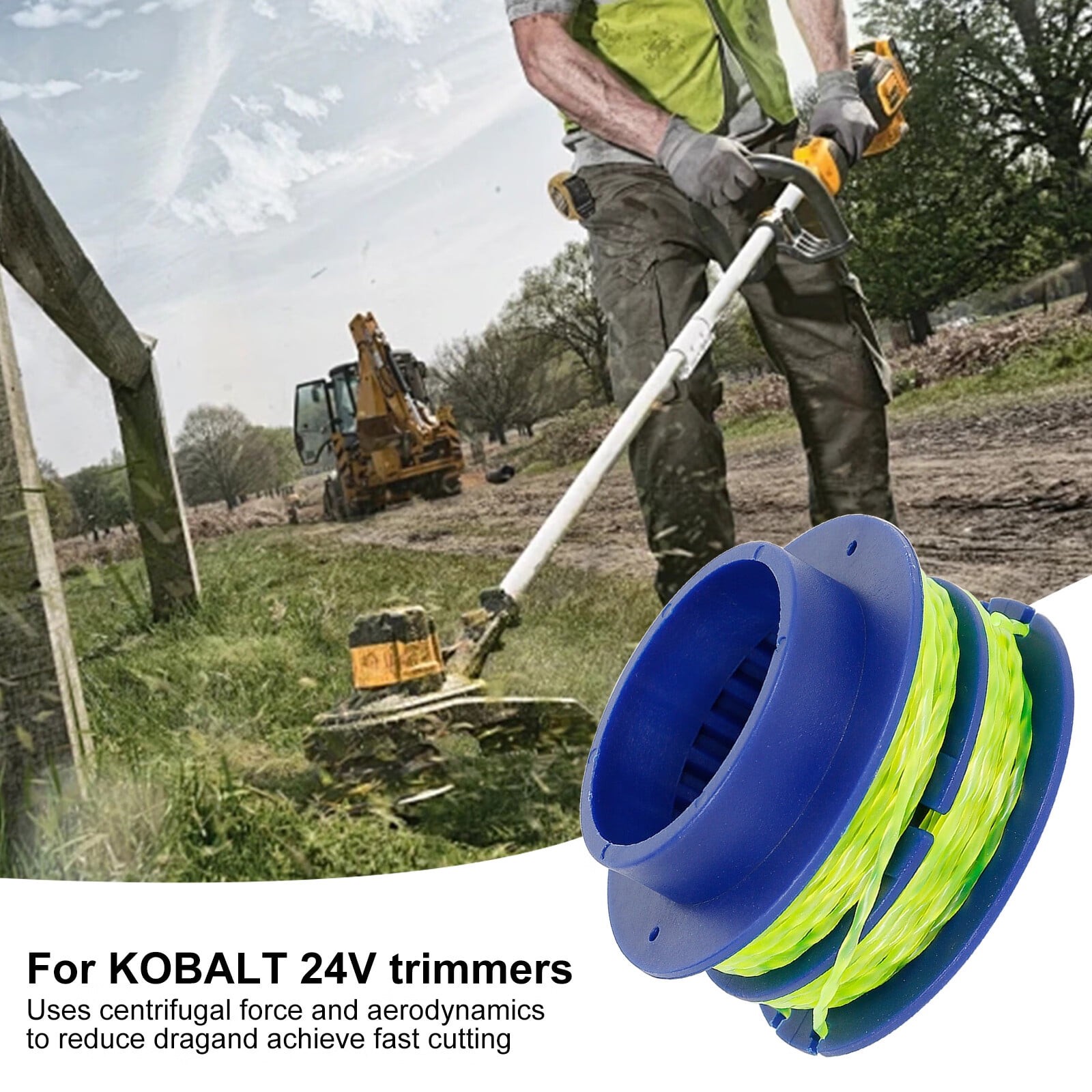 VIVISPECIAL 124 03 Spooled Trimmer Line 0.080 in 16Ft Compatible with Kobalt 24 Volt Max Weed Wacker String Trimmer Dual line Spool Replacement for Kobalt Weed Eater String Change spool for Kobalt Wal...